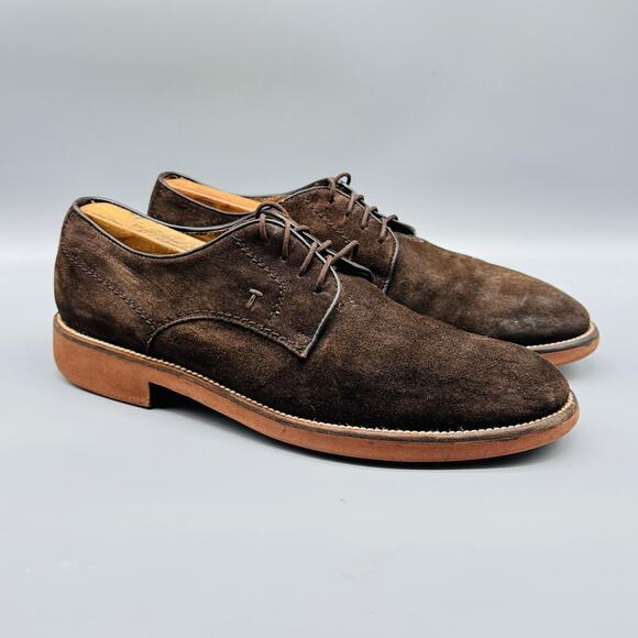 Tod\'s Shoes Mens 10 Brown Suede Derby Oxford Lace Up Dress Rubber Sole Comfort main image 6